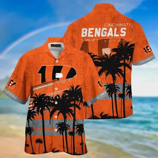 Discover Cincinnati Football Team Bengalss Retro Palms Hawaiian Shirt, Unisex Adults, Ful
