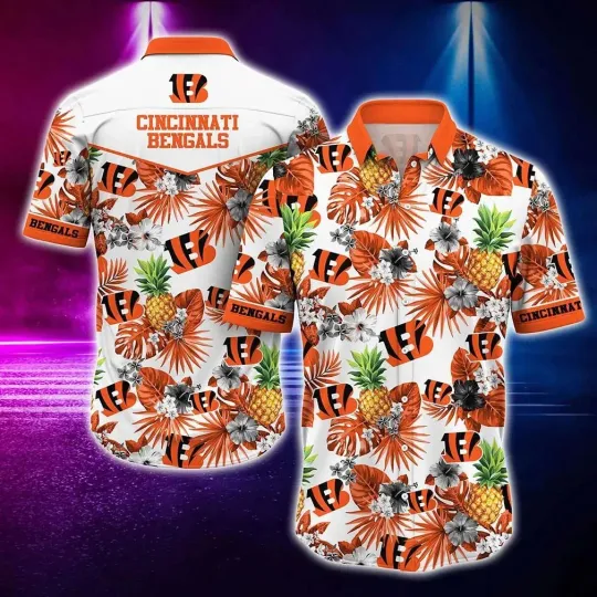 Discover Cincinnati Football Team Bengalss Tropical Blooms Hawaiian Shirt, Unisex Adults,