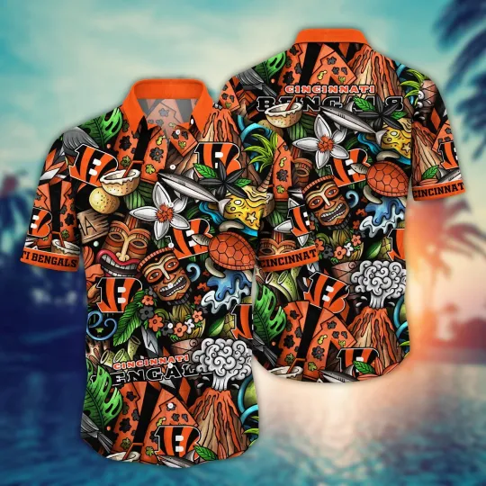 Discover Cincinnati Football Team Bengalss Tropical Adventure Hawaiian Shirt, Unisex Adul
