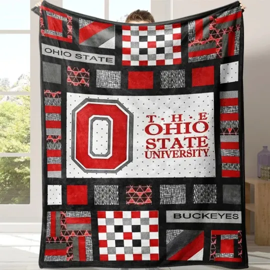 Discover Ohio State Flannel Blanket Soft Throw Warm Lattice Office Travel Fleece