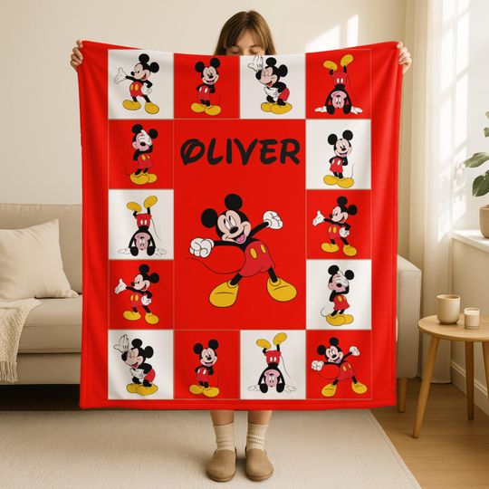 Discover Custom Name Disney Mickey Mouse Quilt Blanket, Mickey Blanket, Mickey Bedding Blanket, Personalized Disney Blanket, Christmas&nbsp;Mickey&nbsp;Blanket