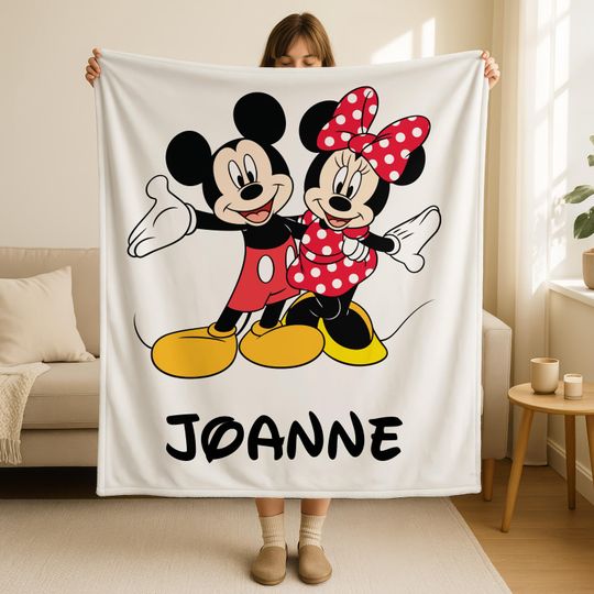 Discover Personalized Disney Name Blanket, custom Minnie Mouse Blanket, Mickey Mouse Blanket, Cute Minnie Mouse Gift, Perfect Gift for Kids Adults,