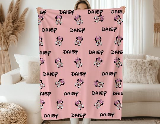 Discover Personalized Disney Name Blanket with Minnie Mouse Character, Perfect Gift for Kids, Disney Minnie Mouse Blanket, Kid Gift, Disney Gifts,