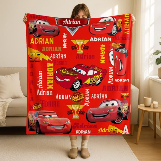 Discover Custom Name Lightning McQueen Baby Blanket, Baby Shower Gift, Disney Home Decor,Birthday Gift for Kids,Lightning McQueen Tow&nbsp;Mater&nbsp;Blanket