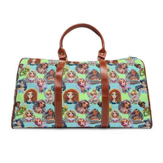 Disney Princess Waterproof Duffel Bag for Travel, Weekend, and Overnight Trips
