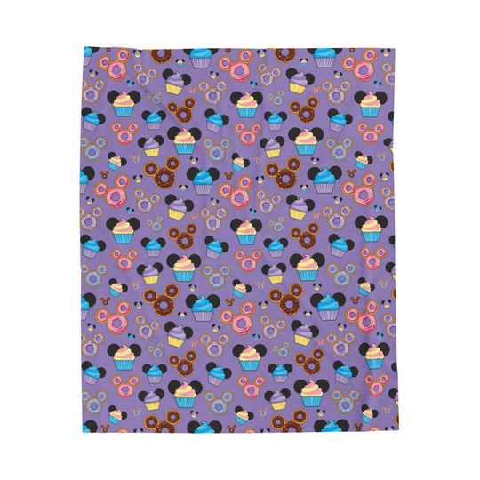 Discover Disney Snacks Colorful Velveteen Plush Blanket Throw | Snacks Pattern, Cozy Throw