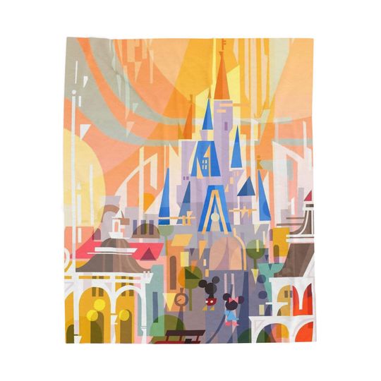 Discover Disney Mickey & Minnie Abstract Colorful Velveteen Plush Blanket