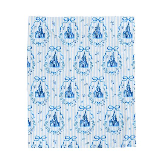 Discover Disney Feminine Bow and Castle Velveteen Plush Blanket Throw