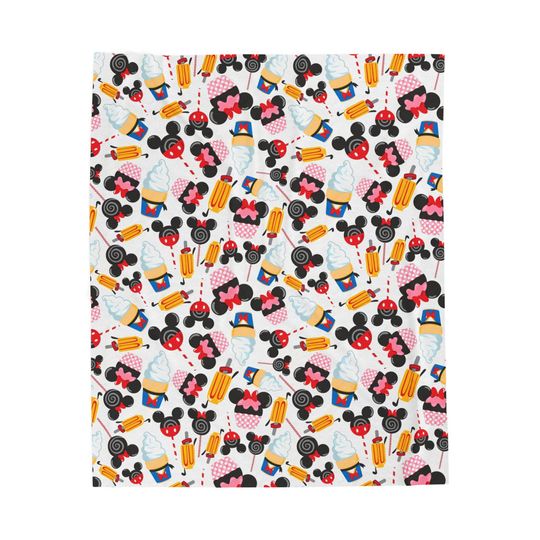 Discover Disney Snacks Colorful Velveteen Plush Blanket Throw | Snacks Pattern, Cozy Throw