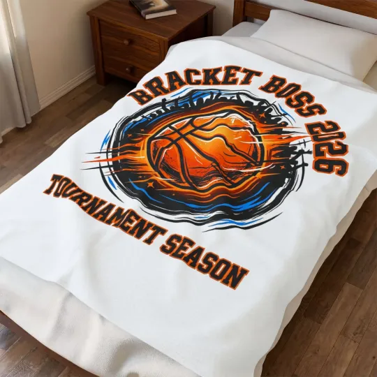 Discover Bracket Boss 2026 Velveteen Plush Blanket | College Tournament, Hoops