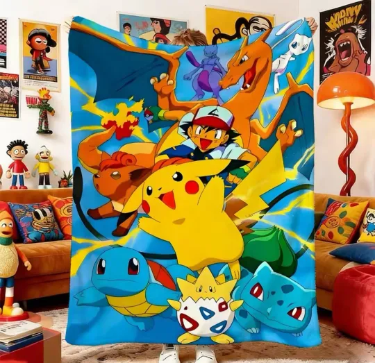 Discover Cartoon Retro Charizard Anime Pokem0n Flannel Blanket Pika 2026