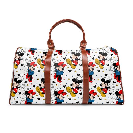 Discover Disney Minnie and Mickey Duffle Bag, Waterproof Travel Overnight Weekend Bag for Holiday Travel