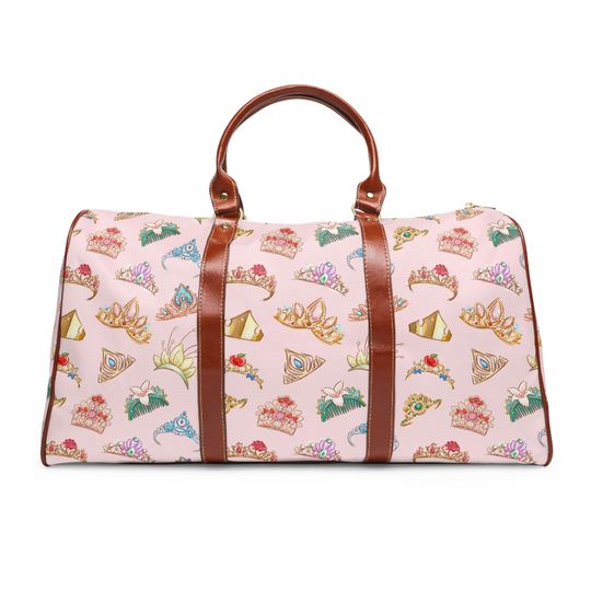 Discover Princess Crowns Waterproof Duffle Bag, Weekend Travel Bag, Disney Luggage, Holiday Overnight Bag