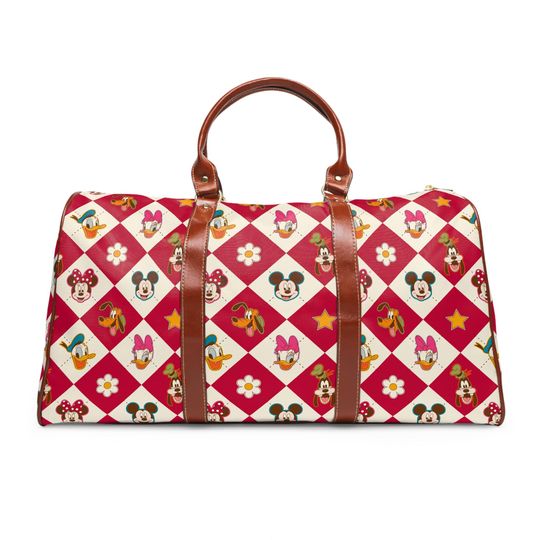 Mickey and Friends Waterproof Duffle Bag, Overnight and Weekend Travel Bag, Disney Luggage