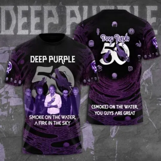 Discover Deep Purple Smoke and Fire Rare All Size Men's 3D Tee For Gifts VP210