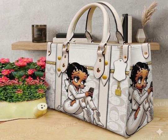 Discover Betty Boop Cartoon Women Leather Handbag,Betty Boop Lover's Handbag,Custom Leather Bag,Personalized Bag, Gift For Mom, Gift for Her.