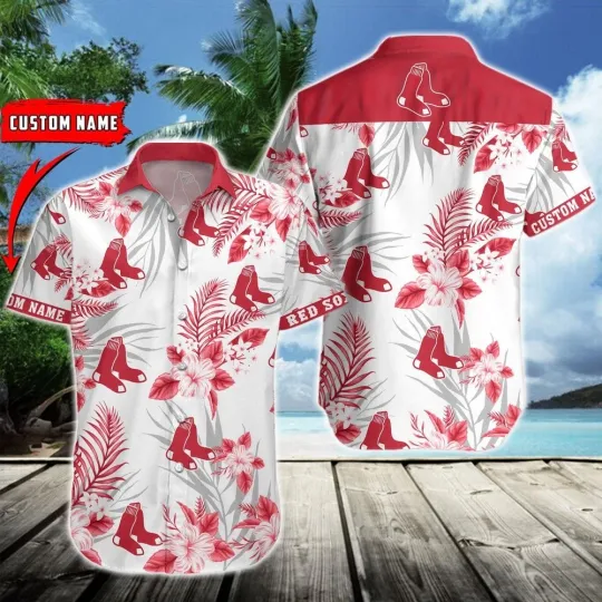Discover Boston Red Baseball Team Soxs Hawaiian Button Down Shirt Unisex Adults S-5XL