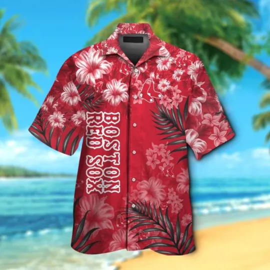 Discover Boston Red Baseball Team Soxs Hawaiian Button Down Shirt Unisex Adults S-5XL