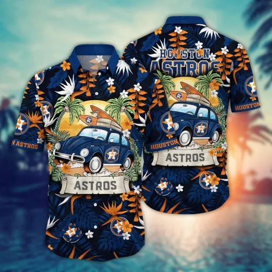 Houston Baseball Team Astross Hawaiian Button Down Shirt Unisex Adults S-5XL