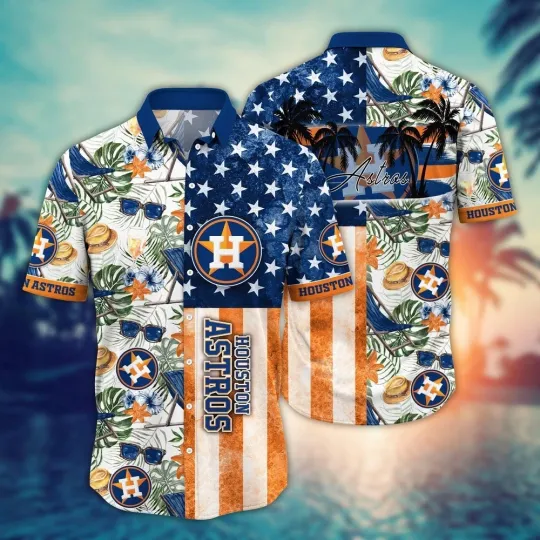 Houston Baseball Team Astross Hawaiian Button Down Shirt Unisex Adults S-5XL