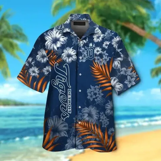 Discover Detroit Baseball Team Tigerss Hawaiian Button Down Shirt Unisex Adults S-5XL