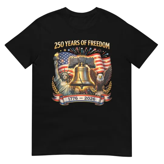 Discover Patriotic Eagle and Flag 250 Years 1776-2026 4th of July T-Shirt