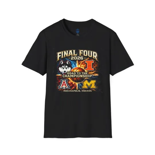 Discover NCAA 2026 Final Four March Madness T-Shirt | UConn Michigan Arizonna Illinois