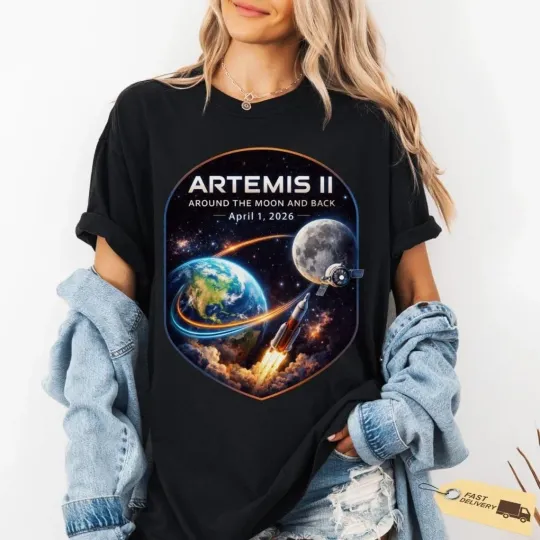 Discover Artemis 2 Moon Journey 2026 NASA Space Mission Graphic T-Shirt