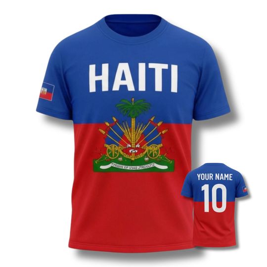 Discover Haiti Soccer Jersey 3D T-Shirt with Custom Name and Number, Haitian Flag Football Fan Tee
