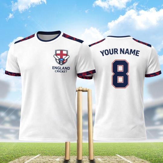 Discover England Cricket 3D T-Shirt White Navy Red Fan Jersey Custom Name & Number Back Print