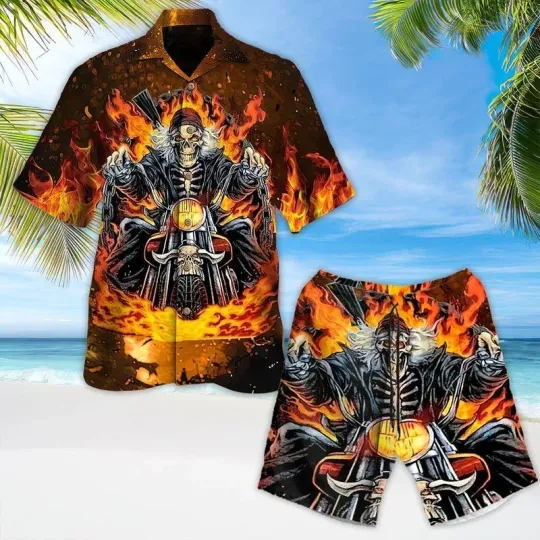 Discover Riding Motorcycle Aloha Hawaiian Shirt and Short