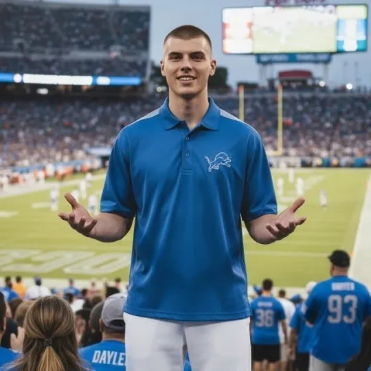 Discover football Team Apparel Detroit Lions Polo Shirt Mens XLT Blue White Mesh Embroidered