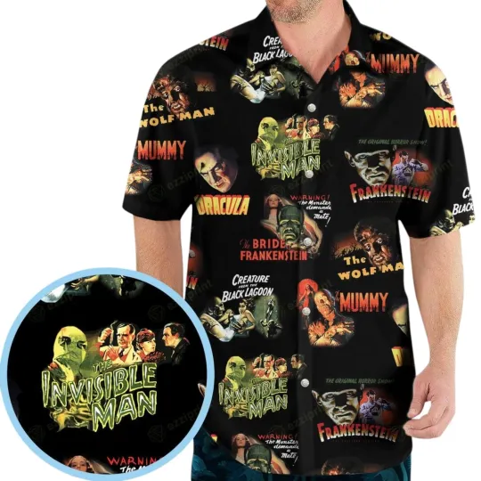 Discover Teaming Monsters All Up Universal Monsters Hawaiian Shirt