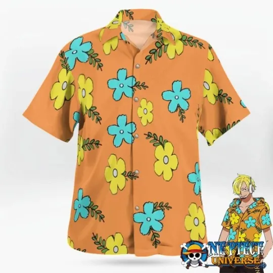 Discover Vinsmoke Sanji Egghead Arc Pattern Button Up Hawaiian Shirt