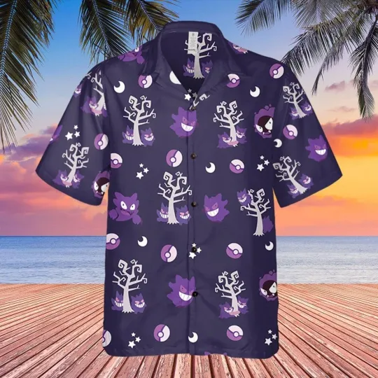 Discover PKM Hawaiian Shirt, Gengar Evolution Hawaiian Shirt, PKM Aloha