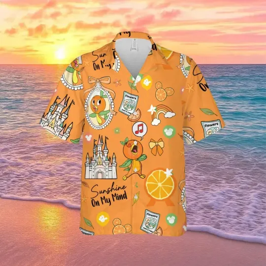 Discover Disney Orange Bird Hawaiian Shirt, Hello Sunshine Aloha Tee, Cute Summer Vacation