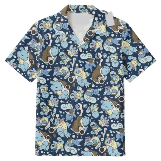 Discover Blastoise Wartortle Squirtle PKM Pattern Hawaiian Shirt