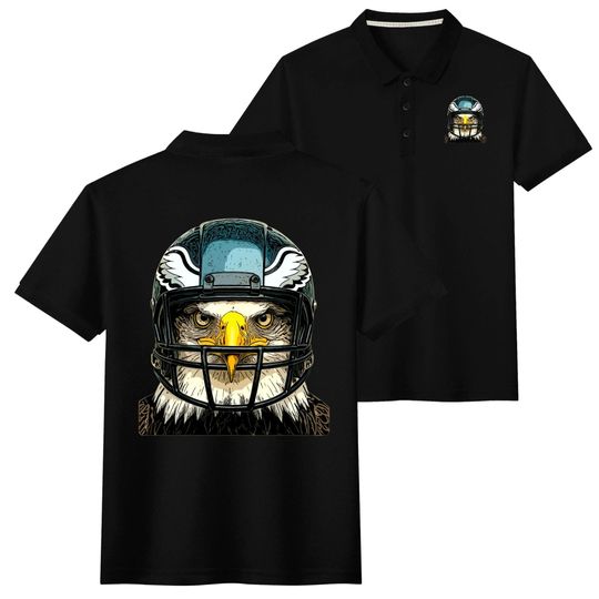 Discover Eagle Football Helmet Polo Shirt USA Made Fan Apparel