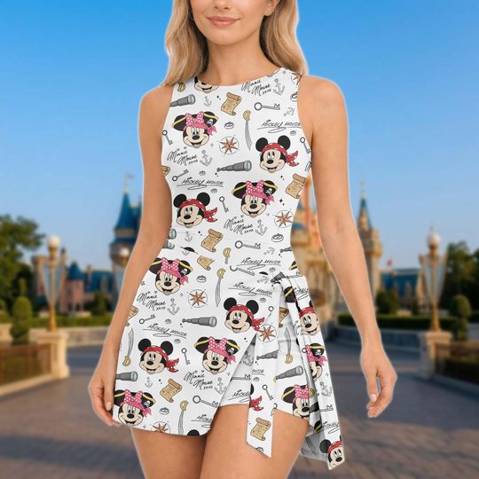 Discover Disney Pirate Mickey And Minnie Tennis Dress, Pirate Disney Cruise Women Dress, Pirates Of Caribbean Dress, Gift For Her