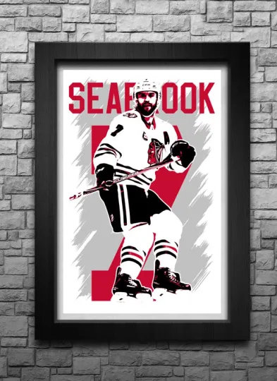 Discover BRENT SEABROOK art print/poster CHICAGO BLACKHAWKS FREE S&H! JERSEY B2G2