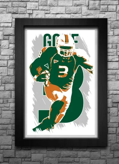 Discover FRANK GORE art print/poster MIAMI HURRICANES FREE S&H! JERSEY B2G2