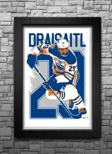 Discover LEON DRAISAITL art print/poster EDMONTON OILERS FREE S&H! JERSEY B2G2