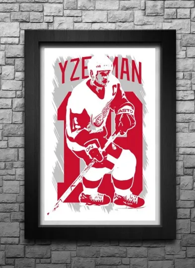 Discover STEVE YZERMAN art print/poster DETROIT RED WINGS FREE S&H! JERSEY B2G2