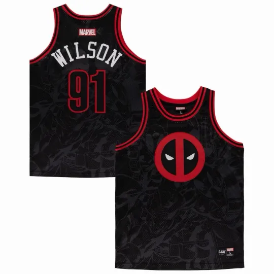 Discover Marvel Deadpool Basketball Jersey Wilson #91 Red Black