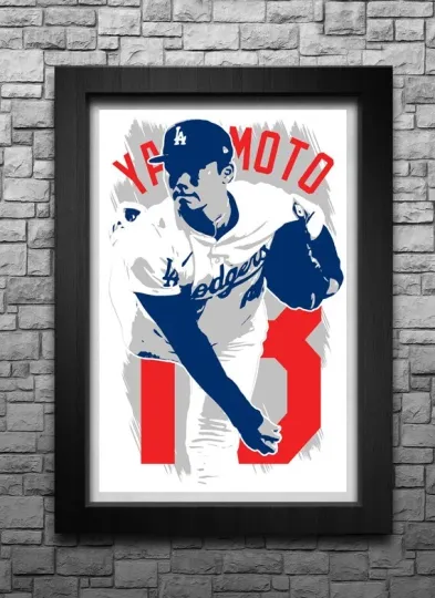 Discover YOSHINOBU YAMAMOTO art print/poster LOS ANGELES DODGERS FREE S&H! JERSEY B2G2
