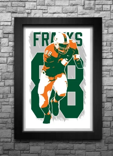 Discover BUBBA FRANKS art print/poster MIAMI HURRICANES FREE S&H! JERSEY B2G2