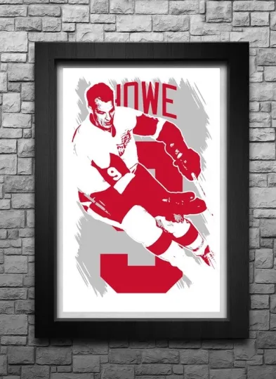 Discover GORDIE HOWE art print/poster DETROIT RED WINGS FREE S&H! JERSEY B2G2