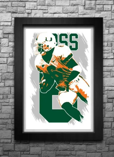 Discover SANTANA MOSS art print/poster MIAMI HURRICANES FREE S&H! JERSEY B2G2