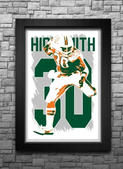 Discover ALONZO HIGHSMITH art print/poster MIAMI HURRICANES FREE S&H! JERSEY B2G2