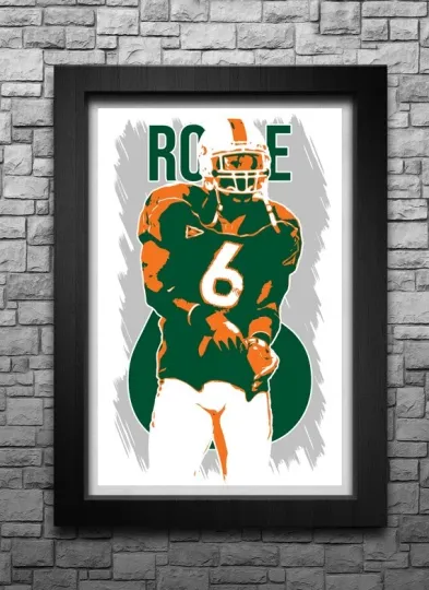 Discover ANTREL ROLLE art print/poster MIAMI HURRICANES FREE S&H! JERSEY B2G2